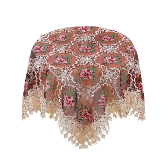 Nappe Nappe Ménagère Table Basse Nappe Housse de Climatiseur Serviette Petite Table Ronde Gaze Broderie Dentelle