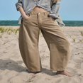 thumbnail image 3 of QJUHUNG Women  Loose Jeans Solid Color Mid-Rise Barrel Denim Pants, 3 of 7