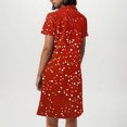 thumbnail image 4 of VEKDONE Robe Mode Femme à Imprimé Polka Col en V Manches Courtes Ample et Confortable Rouge m, 4 of 6