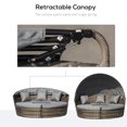 thumbnail image 4 of Outsunny Chaise Longue de Patio avec Canapé-Lit Rond Coussiné 4 Pcs Gris, 4 of 10