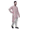 thumbnail image 2 of Atasi Button Down Asymmetrical Kurta For Men Printed Mandarin Long Sleeve Shirt, 2 of 5