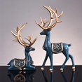 thumbnail image 3 of veasfak Statue Européenne de Renne, Figurine de Cerf à Collectionner Résine Artisanat Cerf Amant Option 3-Bleu, 3 of 7