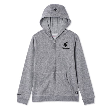 Haut à capuchon zippé sur la longueur Canadiana collection non genrée pour enfants
