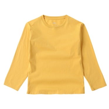 ZACPNCV Girls Long Sleeve T Shirts Kids Crewneck Fall Winter Tops Basic Tees Yellow 9-10 Years
