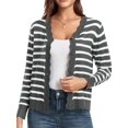 thumbnail image 1 of Women Cardigan Sweaters Long Sleeve Casual Light-Weight Button Down V-Neck Fall Sweater Grey Stripes M, 1 of 9