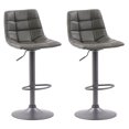 thumbnail image 1 of CorLiving Palmer Square Tufted Curved Adjustable Height Indoor Barstools, Grey (Set of 2), 1 of 9