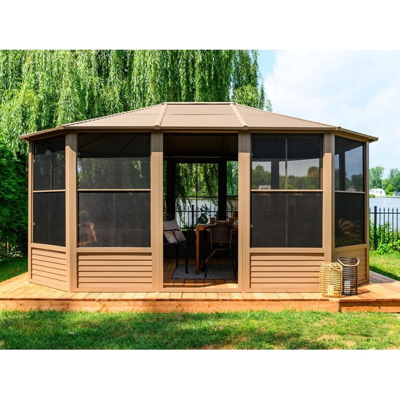 Gazebo Penguin Florence Solarium Metal Roof 12 ft. x 15 ft. in Sand