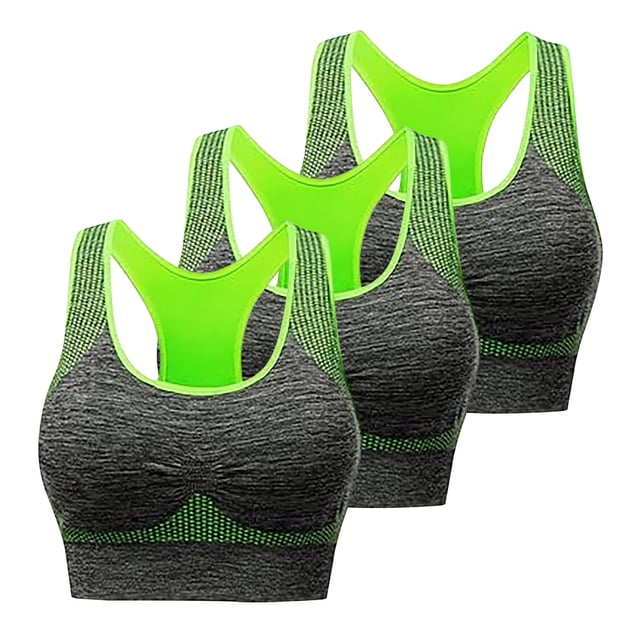 FAIWAD Women's 3 Pack Racerback Workout Tank Tops Basic No Underwire Athletic Stretch Padded Bralettes