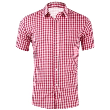 Ketyyh-chn99 Chemise Habillée pour Hommes Hauts d'Été pour Hommes Blouse à Poche Chemises Habillées à Manches Courtes pour Hommes Chemises pour Hommes à Manches Courtes Rouge,G