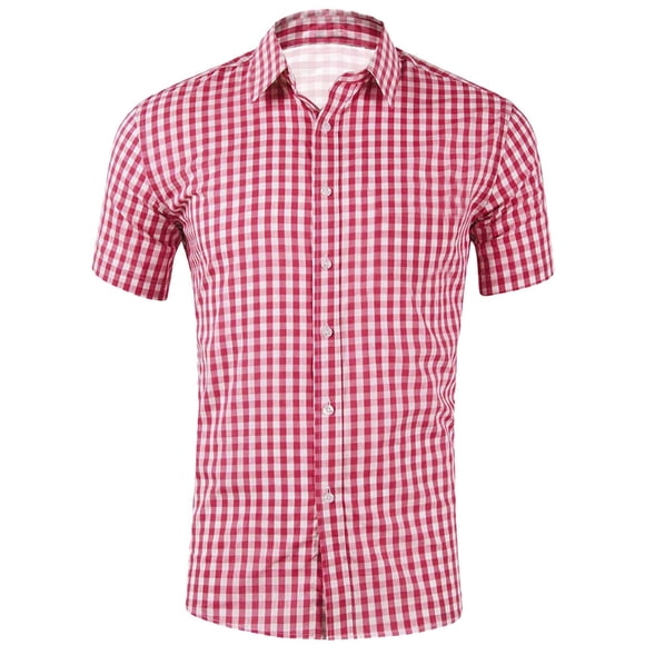 Ketyyh-chn99 Linen Shirt Men 2024 Summer Tops Short Sleeve Shirts for Men Casual Solid Pullover Short Sleeve V Button Tops T-Shirt Red,2XL