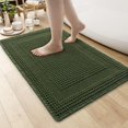 thumbnail image 1 of AMOAMI Waffle Bath-Mat, Absorbent Bath Mats for Bathroom Non Slip, Machine Washable Bathroom Rugs with Tassels Ultra Soft Boho Bath Rugs for Floor 18"x30" Dark Green, 1 of 5