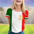 thumbnail image 2 of WEIYLL T-Shirt Women European Cup Italy Printed Patchwork Red Tee Sizes XL, 2 of 4