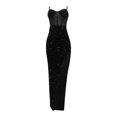 thumbnail image 5 of Bigersell Robes Décontractées pour Femmes, Robe à Bretelles en Maille Unie avec Perles, Fente Irrégulière, Robe à Bretelles à Col en V, Robe Bohème Régulière Style 21271, Robes Régulières pour Femme Noir TTG, 5 of 5