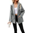 thumbnail image 1 of Women Zip Up Hooded Jacket Long Sleeve Waterproof Lightweight Jacket Outdoor Drawstring Jackets Windbreaker, 1 of 8
