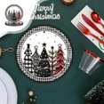 thumbnail image 2 of A Christmas Party Tableware Disposable Paper Plates Set Black White Checkered Christmas Tree Theme 7 Inch Plates 18X18Cm 7.09X7.09 Inches, 2 of 7