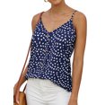 thumbnail image 3 of Women White Dots Print Sleeveless V Neck Buttons Vest Top, 3 of 4