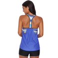 thumbnail image 3 of Women's Black/Sky Blue/Rose/Green Print Insert Racerback Tankini Set, 3 of 6