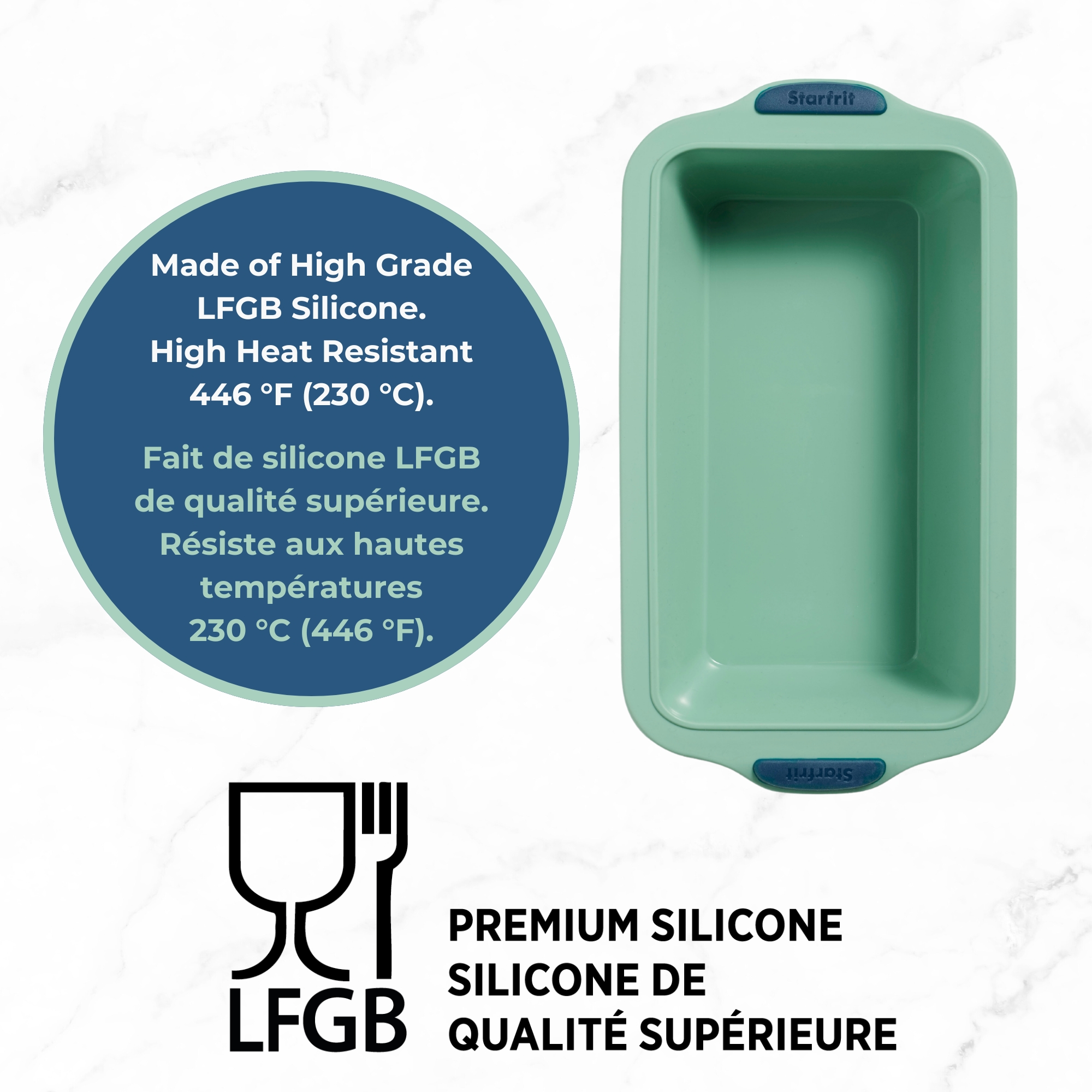 Starfrit Moule en silicone - Moule à pain - Structure de métal intégrée - 24cm x 10cm (9,5" x 4") - Vert