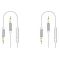 thumbnail image 2 of bedienty Car Stereo  for AUX Cable Computer Headphone Handsfree Phone Call Wire Control 3 .5mm Audio Cord silver 2Set, 2 of 6