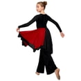 thumbnail image 2 of inlzdz Tenues de Danse Métalliques pour Filles Robe de Culte à Manches Longues avec Pantalon Ensemble pour Performance de Choeur Rouge 12, 2 of 7