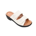 thumbnail image 2 of Heeled Sandals for Women Slide Chunky Block Heel Double Straps Rhinestone Soft Sole Non Slip Comfortable Breathable Walking Beach Summer Sandals White, 2 of 7