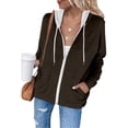 thumbnail image 4 of Timegard Vestes à Capuche Zippées pour Femmes Manches Longues Chandails en Molleton Décontractés Mode Automne avec Poches, 4 of 7