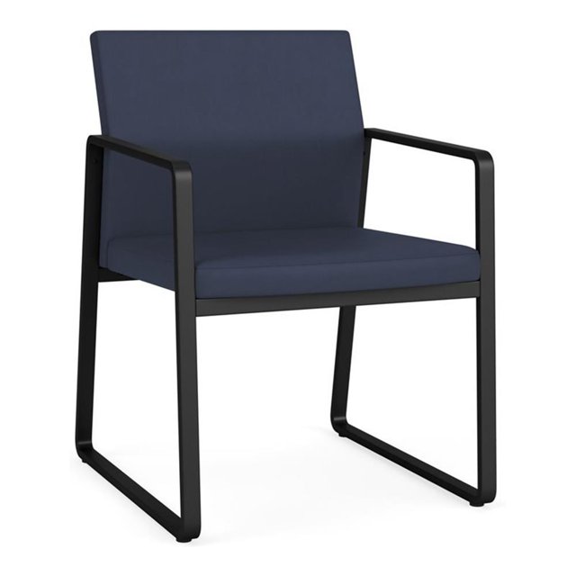 Fauteuil d'Invité pour Réception Salle d'Attente Soins de Santé / Acier Noir / Bleu