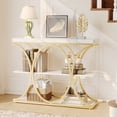 thumbnail image 2 of BeesClover 3-Tier Narrow Console Table, Modern Sofa & Entryway Table with Open Shelves & Geometric Metal Legs, for Living Room, Hallway, Foyer, 2 of 4
