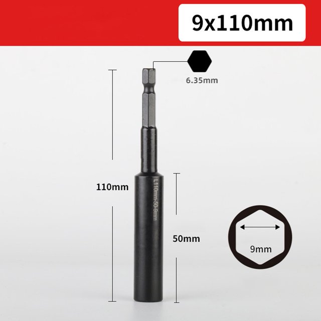 110mm Deepen Socket Wrenches Hexagon Nut Driver Drill Bit H8-H14 Sleeve Adapter