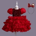 thumbnail image 1 of EGNMCR Vêtements pour Bébé Fille Robe pour Enfants Fille Robe Princesse Sans Manches Robe en Tulle à Paillettes Robe Tuftée, 1 of 6