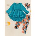 thumbnail image 4 of FOCUSNORM Toddler Baby Girls Cowgirl Clothes Set Ruffled Trim Long Sleeve Tops Long Pants Headband Fall Spring Outfits, 4 of 9