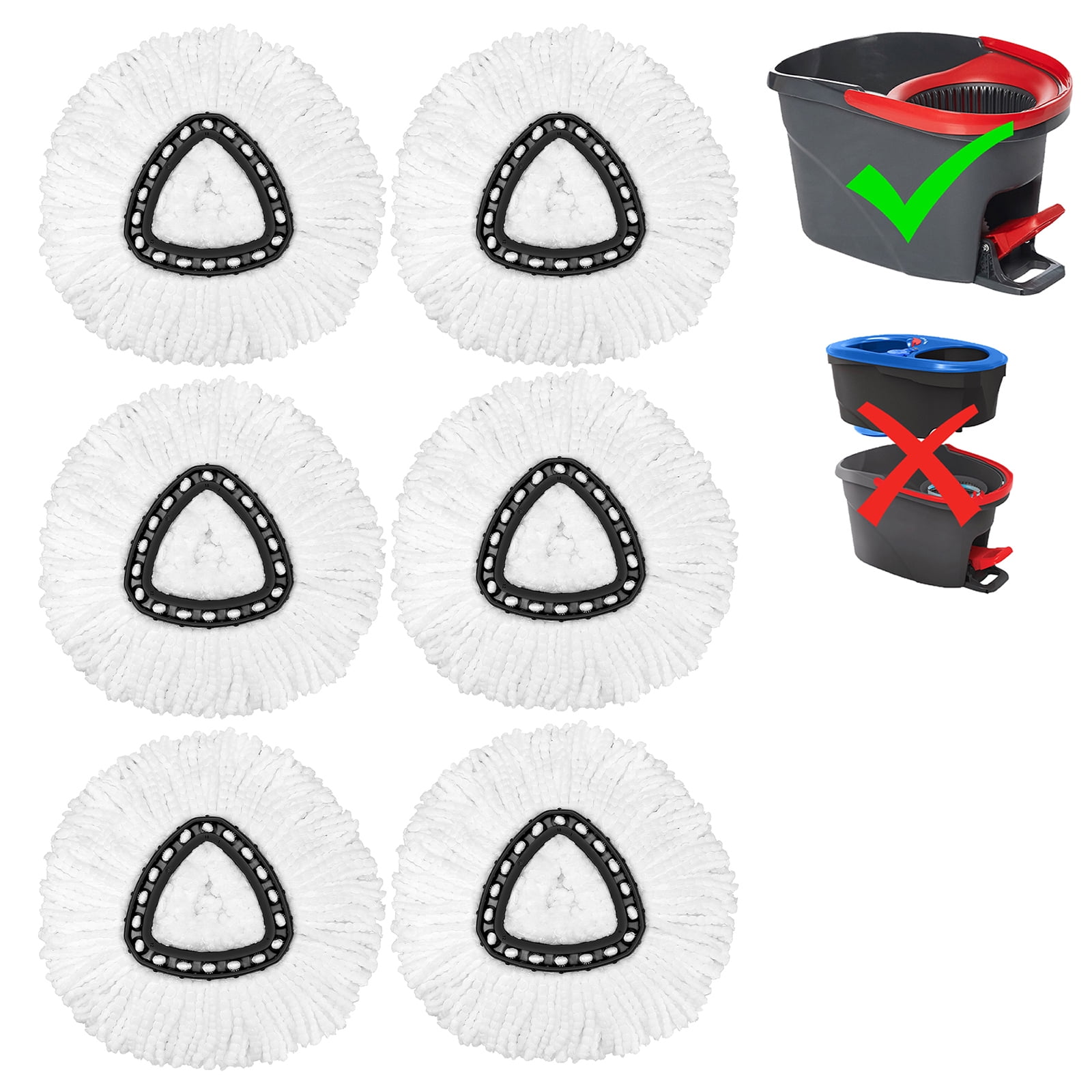 Mop Heads for Vileda/O Cedar EasyWring Spin Mop Microfiber Refill, Easy Cleaning Mop Head Replacement-6Pack