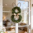 thumbnail image 4 of Easter Bunny Shaped Wreath With Green Leaves And Bow Front Door Hanging Window Display Spring Holiday Decoration Plastic Base, 4 of 7