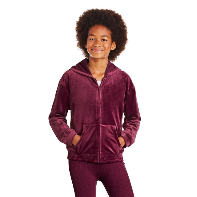 George Girls' Velour Full Zip Hoodie