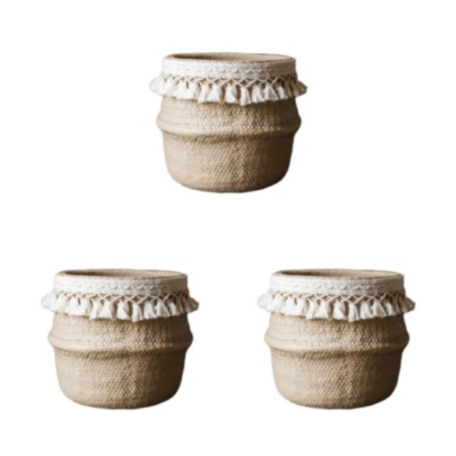 Maytalsory Wood Rattan Woven Basket Vertical Space Utilization Reusable And Recycling Wall Decoration Non Toxic Type 5 3Set