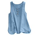 thumbnail image 1 of WEIYLL Womens T-Shirts Crew Neck Sleeveless Button Up Blue Tops Sizes S, 1 of 4