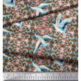 thumbnail image 2 of Soimoi Poly Georgette Fabric Floral Damask & Stork Bird Printed Fabric 1 Yard 42 Inch Wide, 2 of 3