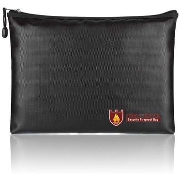 Fireproof Document Bag, Waterproof Document Bag, Lipo Safe Bag, Fire Security Bag (Black, 16x27cm)