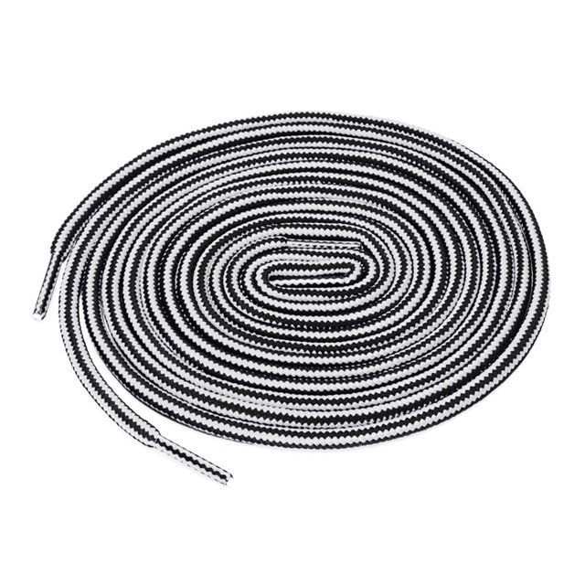 INSPIRE CHIC Unisex Round Rope Dual Colored Striped 1/5 Thick Boot Shoelace 90cm / 35.43" White Black