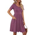thumbnail image 5 of Ketyyh-chn99 Robes Grande Taille pour Femmes Robe d'Été Robe Extensible Robe T-shirt Décontractée Robes à Manches Longues Robe Boho de Plage Rose,2TG, 5 of 5