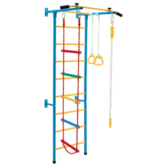 Costway 5 in 1 Kids Indoor Gym Playground Swedish Wall Ladder Children Home Climbing Gym Solid Wall Set Up