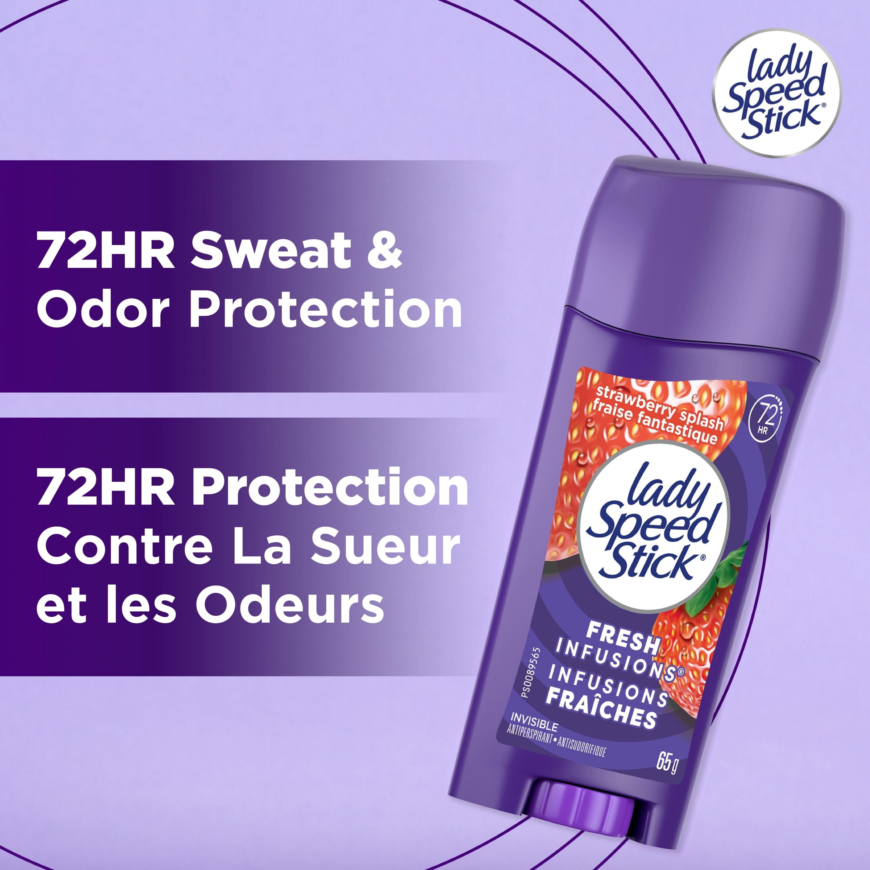 Lady Speed Stick Antiperspirant, Strawberry Splash Scent, 65 g (2 Pack)