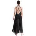 thumbnail image 4 of YiZYiF Robe de Performance de Danse Lyrique Longue pour Femmes, Dos Croisé Fendu, Danse de Salon Moderne, Noir, TP, 4 of 7
