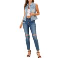 thumbnail image 2 of INSPIRE CHIC Women's Washed Denim Button Sleeveless Vest Jacket with Pockets M Sky Blue, 2 of 5