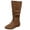 Brown, variant on Zhanying Women's Slouchy Knee High Boots Pull On Flat Boots with Side Zipper Fall Winter Western Cowgirl Booties for Women Soft Faux Leather Round Toe Low Heels Combat Mid Calf Tall Dress Boots