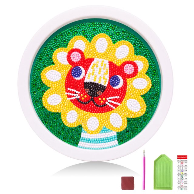 5D DIY Mini Diamond Painting Pen Canvas Kit Cross-stitch Children Acrylic Rhinestones Embroidery Educational Toy Art with Frame Type 2