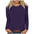 thumbnail image 1 of Timegard Womens Tops Long Sleeve Round Neck Solid Color Basic Tee Fall Casual Comfy Loose Tops Blouse, 1 of 5