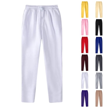 LIBRCLO Mens Sweatpants Open Bottom,Baggy Jogger Pants with Pocket,White Sweatpants Men