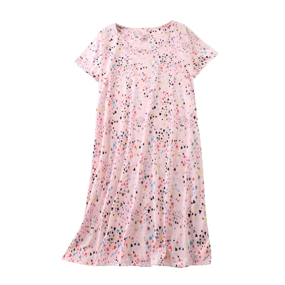 Sakmal Nightgowns Women Cotton Cute House Dress Short Sleeve Pink Nightgowns for Women