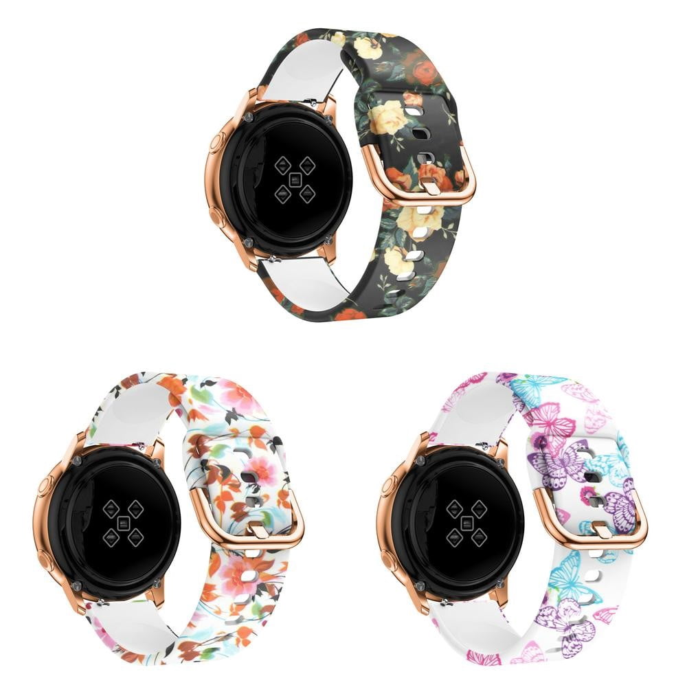 ALMNVO (Single pack 3pack) 20mm Compatible with Galaxy Watch 5 4 40/44mm Watch 5 Pro 45mm Samsung Galaxy Watch 4 Classic 42/46mm Galaxy Watch Active 2/3 Flower Silicone Pattern Replacement Strap